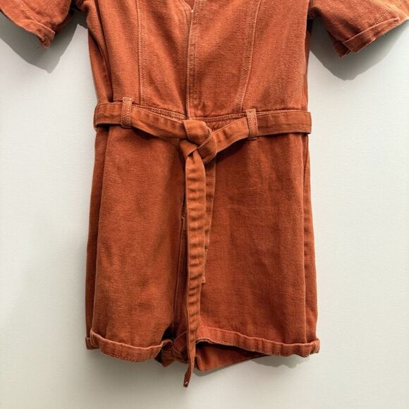 Monokrom Women’s UK 12 Orange Denim Belted Zip Up Romper Swifties Showgirl Us 8 - Picture 5 of 11
